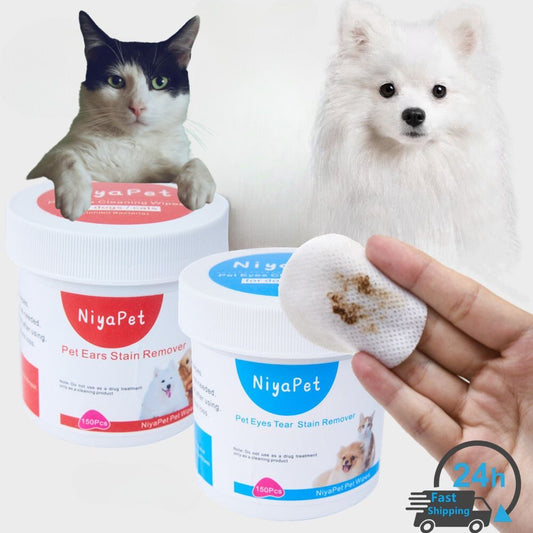 150Pcs Pet Wipes Dog Cat Eyes Ears Cleaning Paper Towels Eyes Tear Stain Remover for Puppy Kitten Ears Cleaner Grooming Supplies kickpet