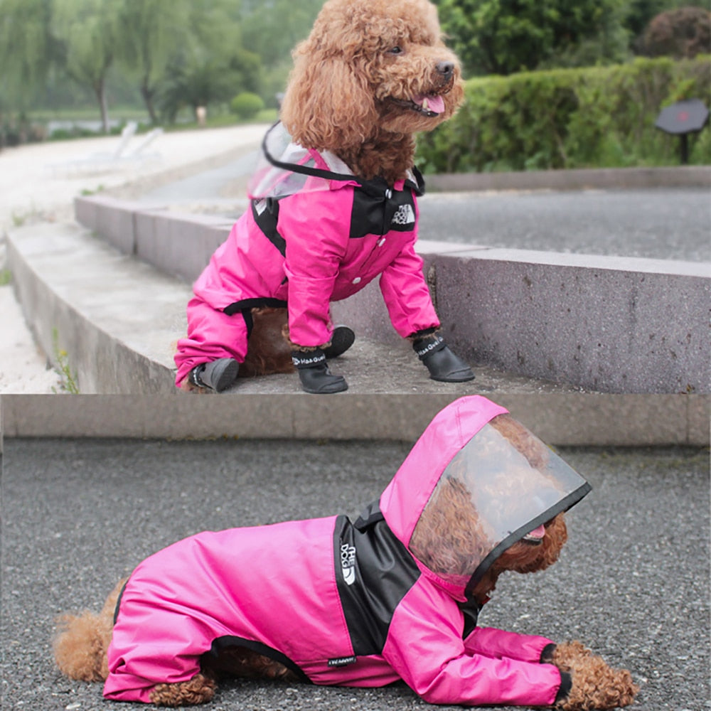 Pet Dog Raincoat Transparent Hooded Jumpsuit Dogs Waterproof Coat Water Resistant Clothes for Dogs Cats Jacket Pet Supplies kickpet