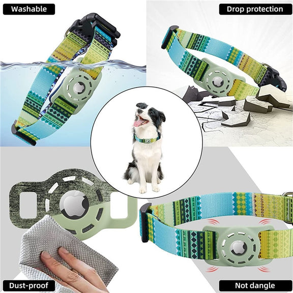 S/M/L Digital Printing Pet Adjustable Collar Puppy Kitten Necklace Collar With Airtag Holder Case Anti-lost Dog Collar kickpet