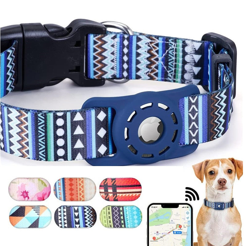 S/M/L Digital Printing Pet Adjustable Collar Puppy Kitten Necklace Collar With Airtag Holder Case Anti-lost Dog Collar kickpet