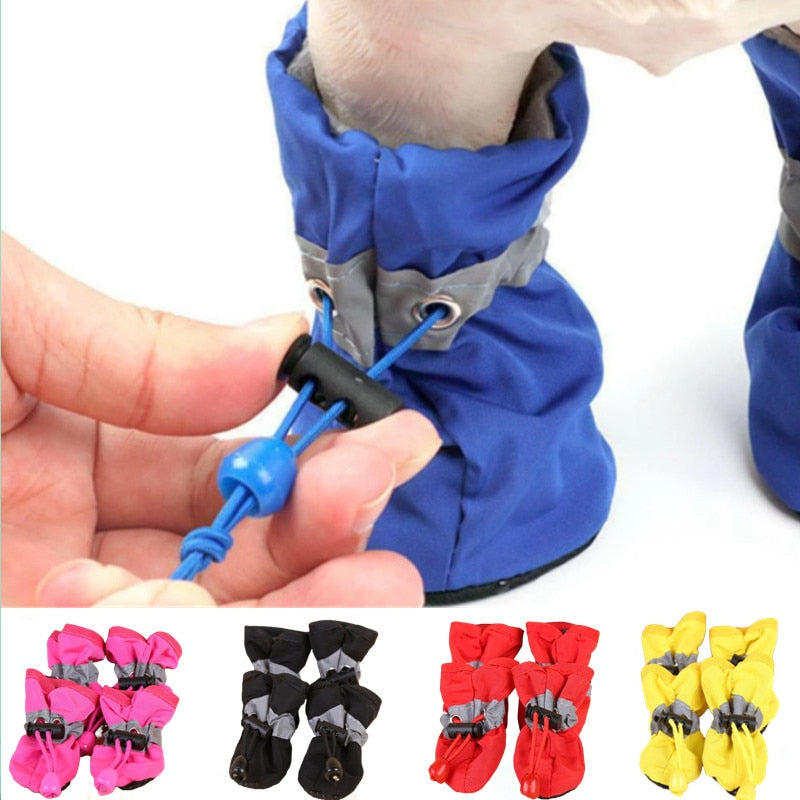 4pcs/set Waterproof Pet Dog Shoes Chihuahua Anti-slip Rain Boots Footwear For Small Cats Dogs Puppy Dog Pet Booties kickpet